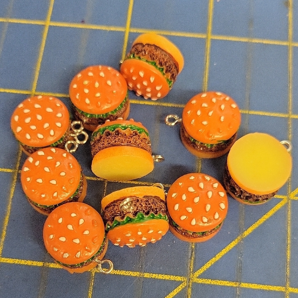 Miniature Burger Charms Lot Of 10
